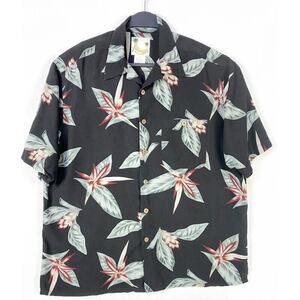 Banana Cabana Silk Shirt Men's Extra Large Hawaiian Button Up Black Green